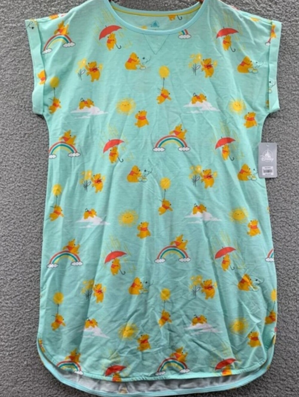 Disney Mint Green Winnie the Pooh Short Sleeve Nightshirt Size M/L NEW NWT